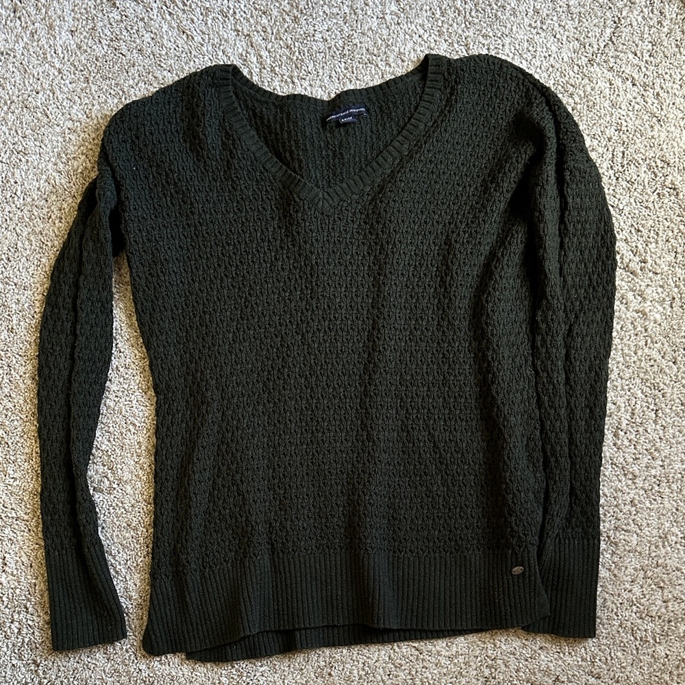 American Eagle Outfitters Dark Green Sweater with slight scoop neck.